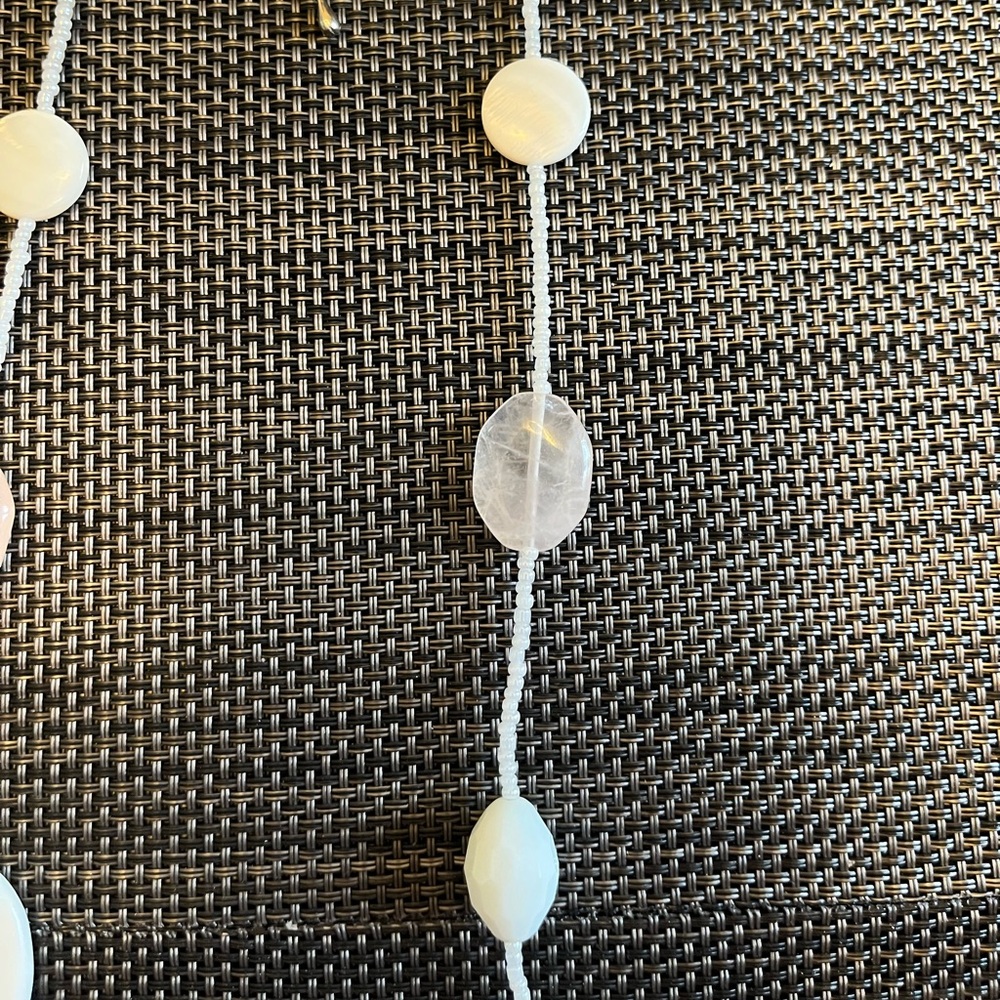 Unique White Beaded Rope Necklace - Picture 5 of 10
